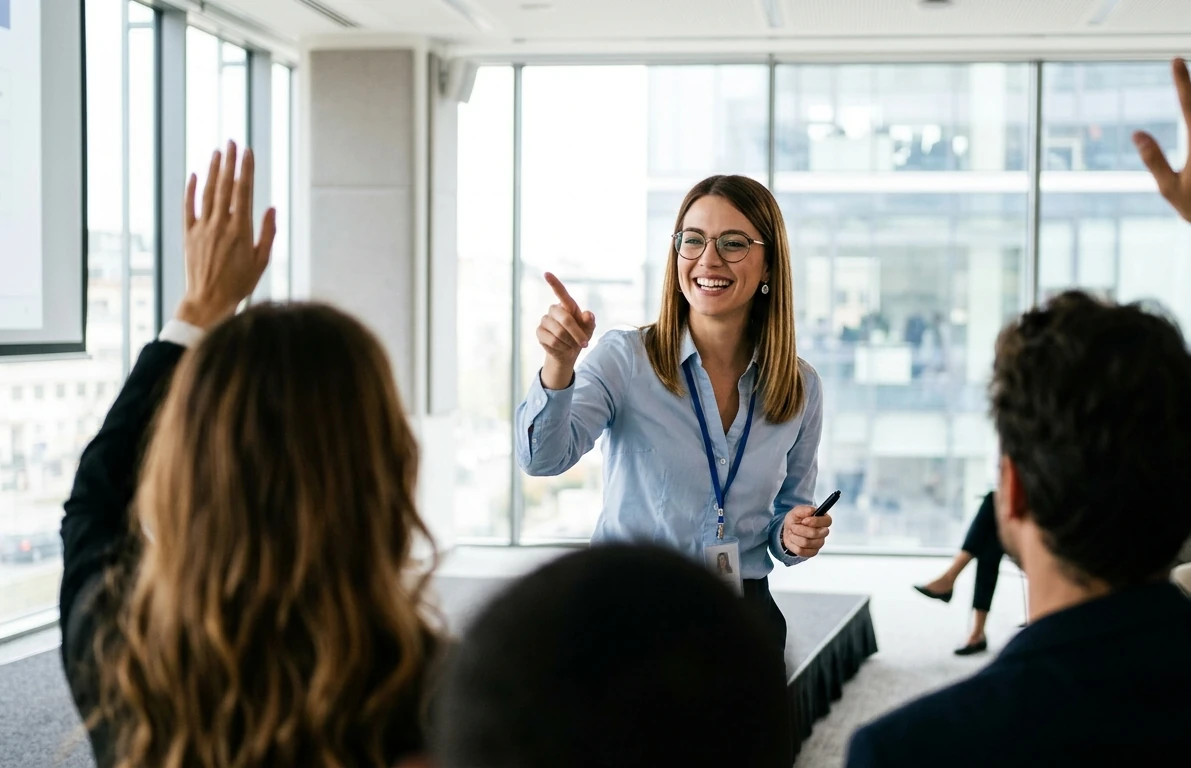 Formatrice réalisant une formation obligatoire en entreprise